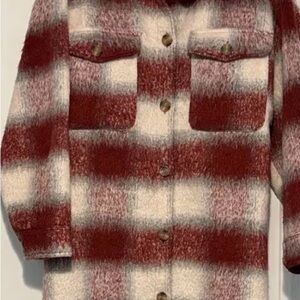 Plaid Red and Cream Women's Jacket